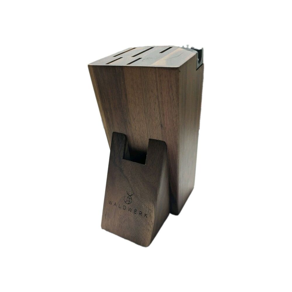 Waldwerk Acacia Wood Knife Block ONLY with Integrated Sharperner Made in USA